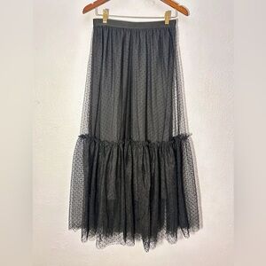 LARA Black Lace Sheer Maxi Tier Skirt Victorian Goth whimsigoth Grunge